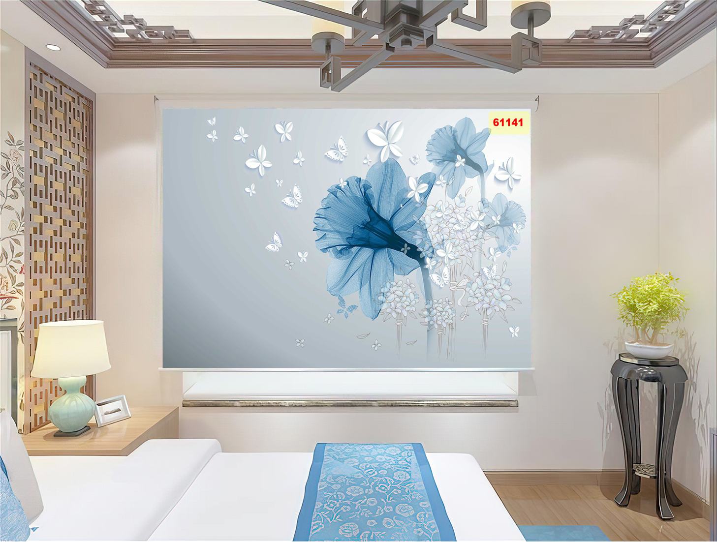 Rèm cuốn tranh hoạ tiết hoa 3D tạo không gian thoải mái cho căn phòng