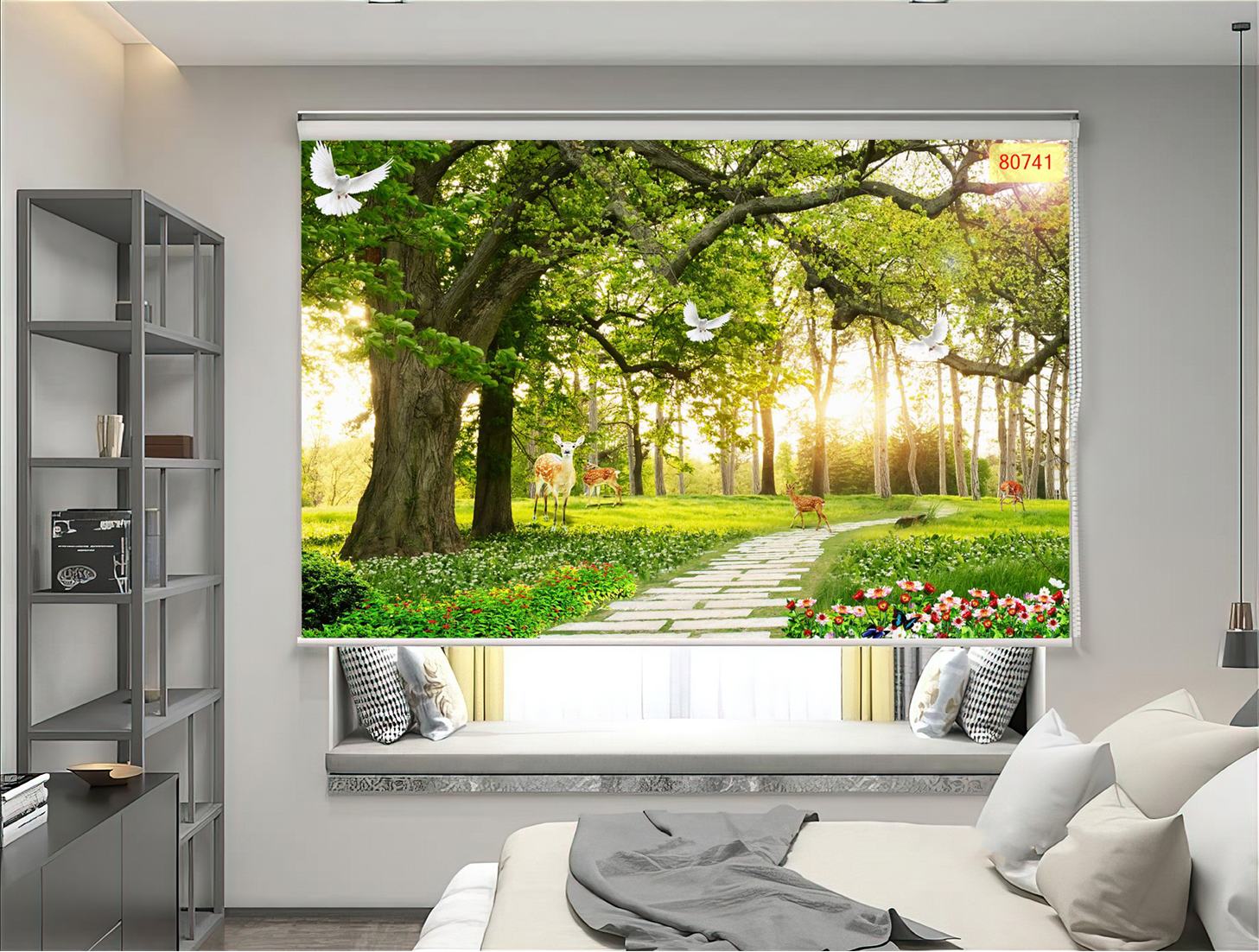 Rèm cuốn tranh 3D in hoạ tiết con đường phù hợp với mọi không gian