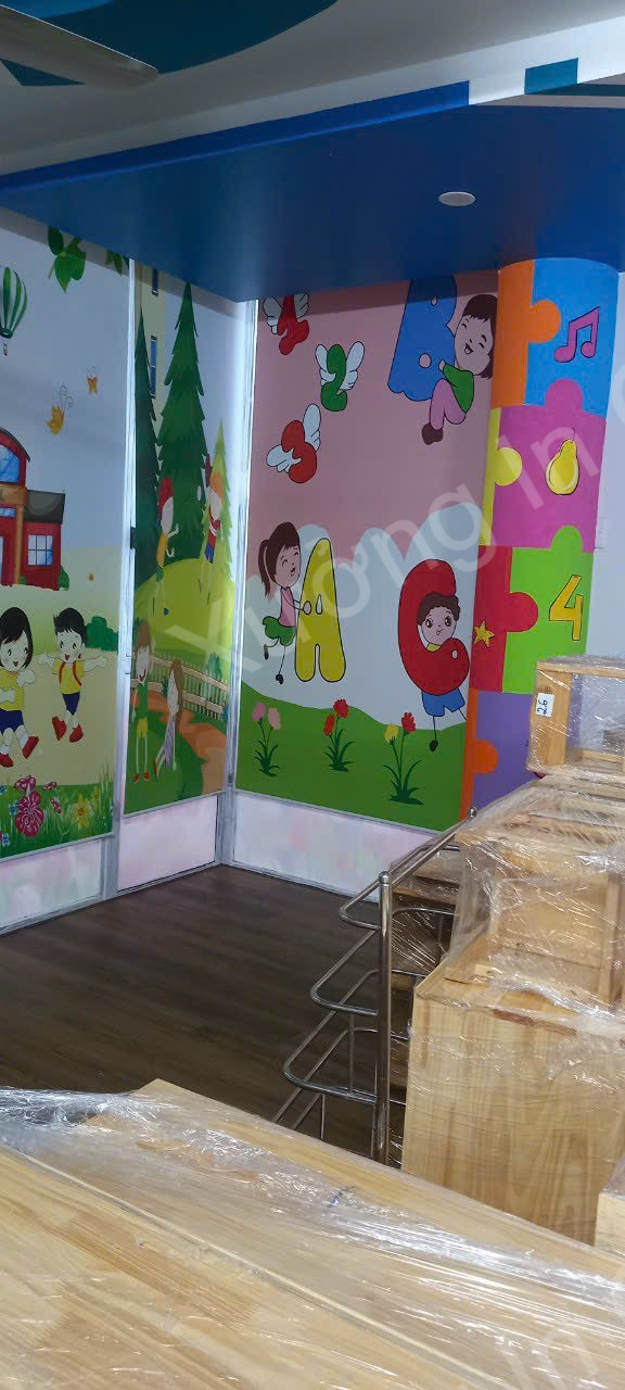 Rèm cuốn in tranh cho lớp học - Mẫu thi công thực tế tại lớp học 