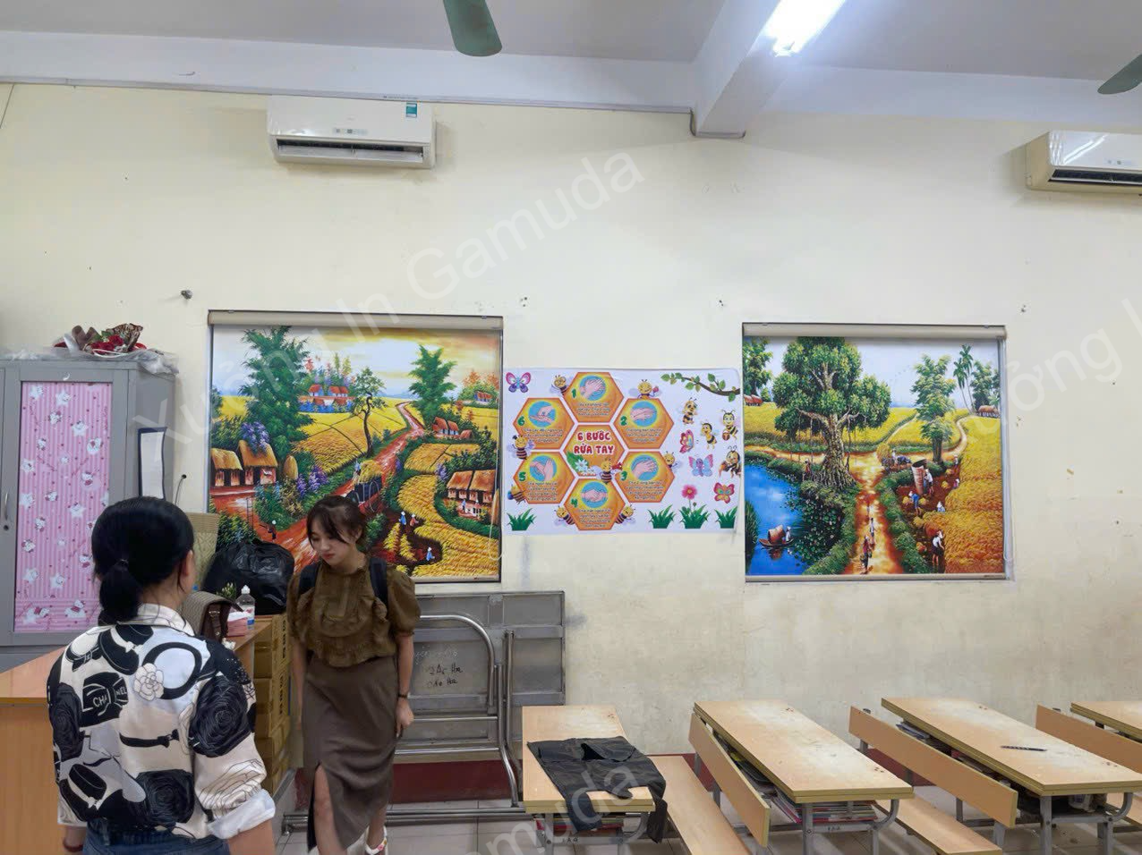 Rèm cuốn in tranh cho lớp học mầm non cản sáng cản nhiệt hiệu quả