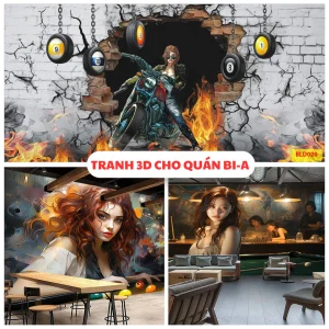 Tranh 3D cho quán Bi-a - In ấn và sản xuất tại xưởng in Gamuda