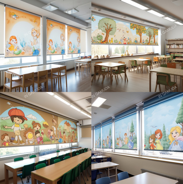 Rèm cuốn tranh cho trường học tạo môi trường học tập sôi động