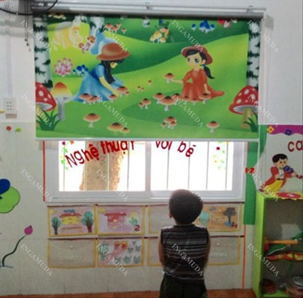 In ấn và thiết kế rèm cuốn tranh cho trường học tại xưởng rèm Gamuda