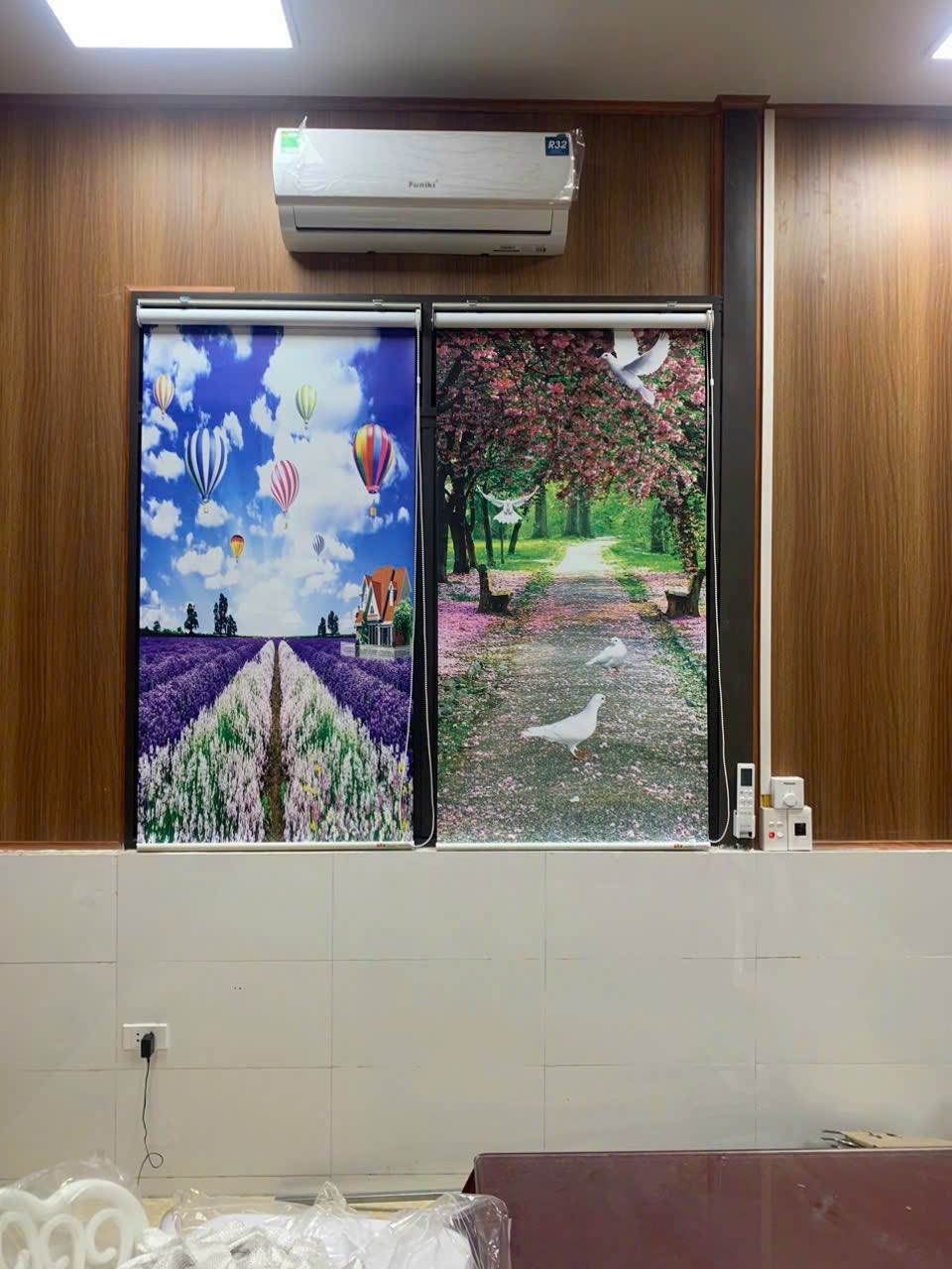 Rèm cuốn in tranh - thi công lắp đặt cho nhà hàng