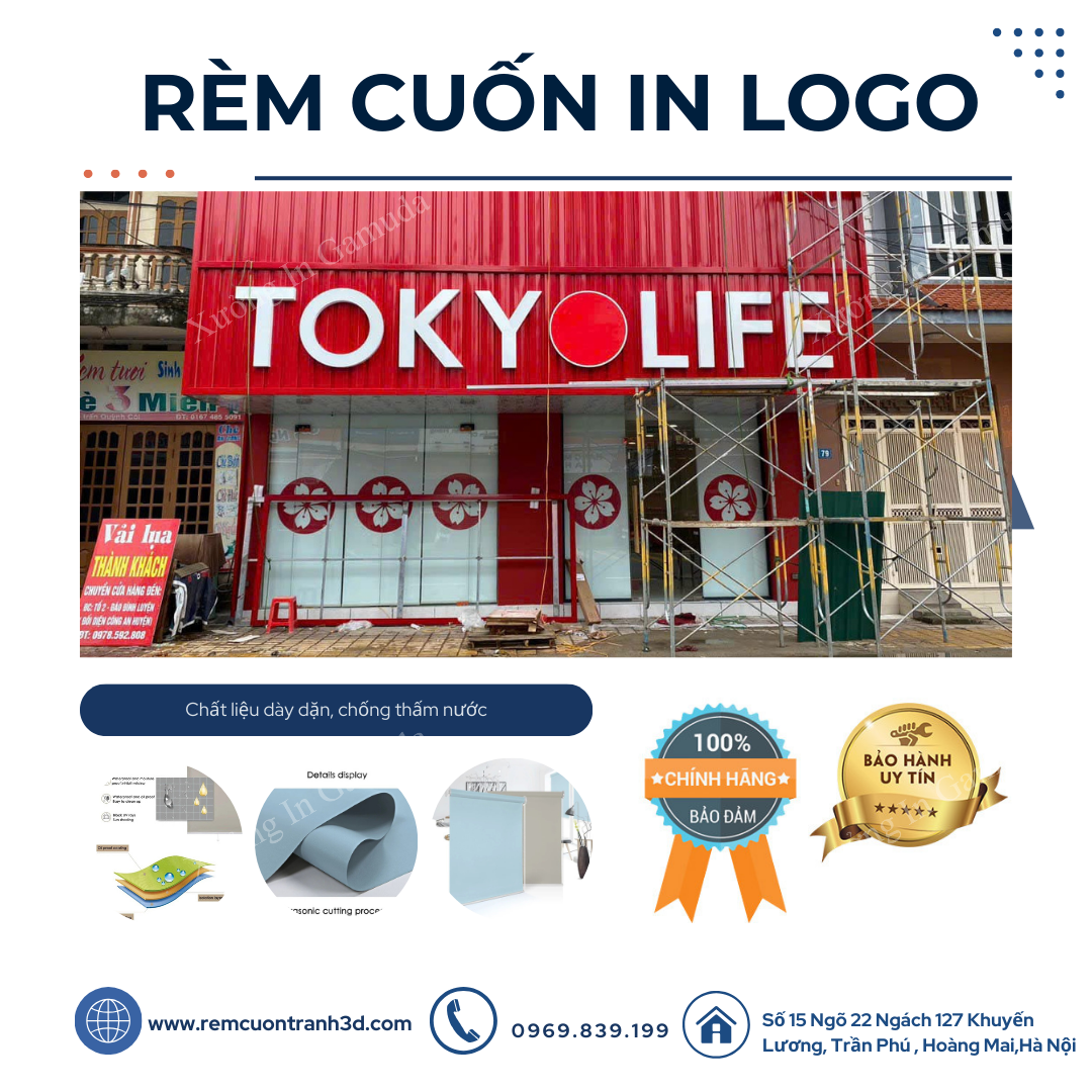 Rèm cuốn logo thương hiệu cho hệ thống cửa hàng Tokyolife