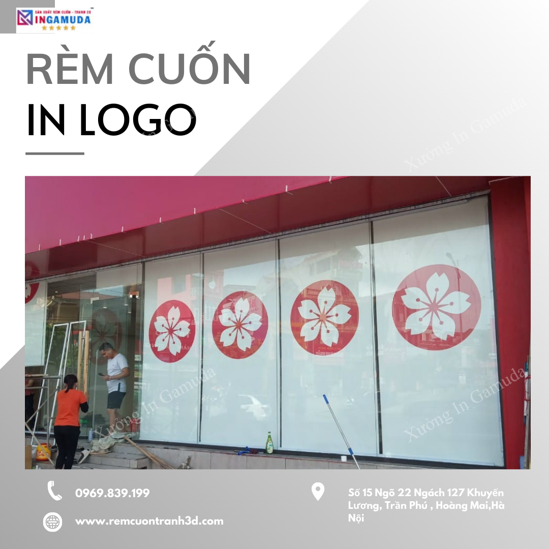 Rèm in logo thương hiệu cho hệ thống cửa hàng TokyoLife