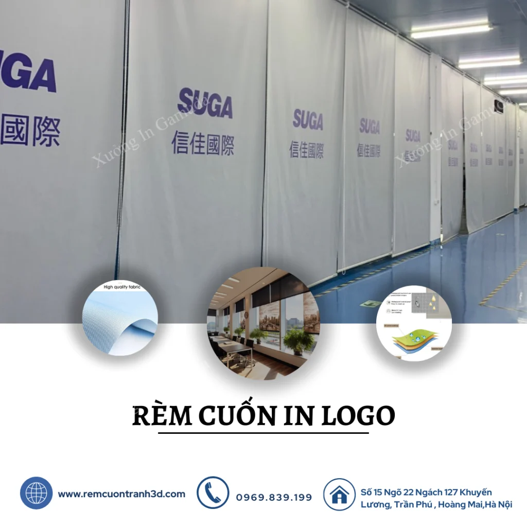 Rèm cuốn in logo thương hiệu cho công ty