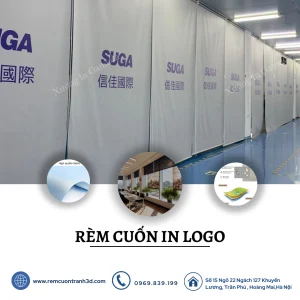 Rèm cuốn in logo thương hiệu cho công ty