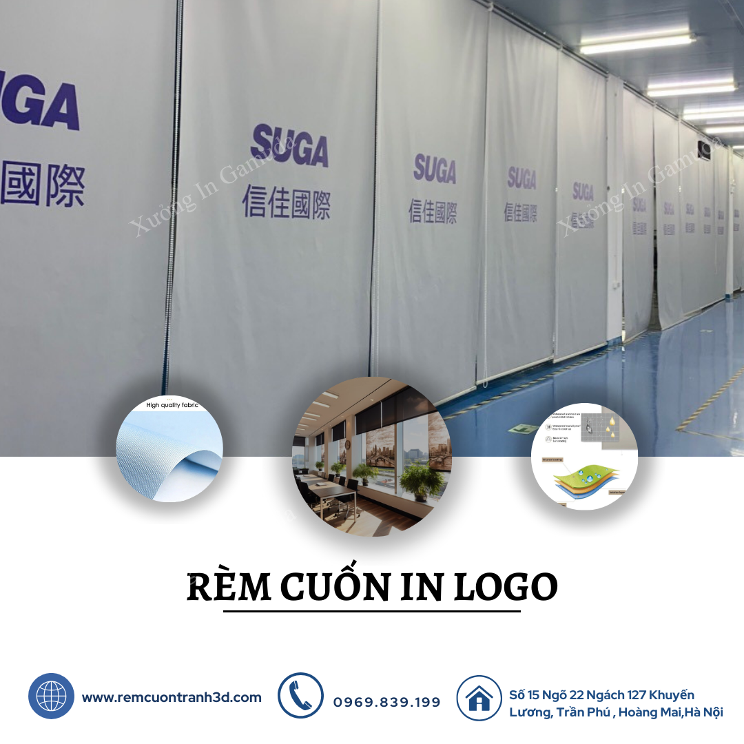Rèm cuốn in logo thương hiệu cho công ty