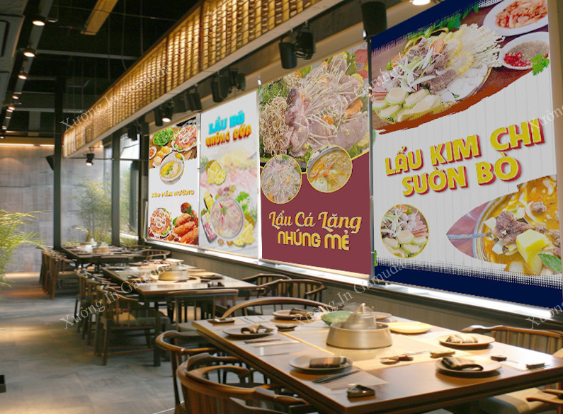 Rèm cuốn in tranh 3D cho quán lẩu