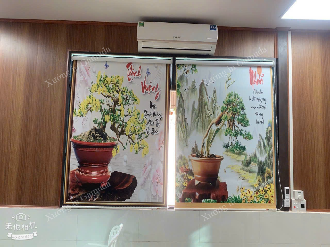 Hình ảnh thi công thực tế tại nhà hàng rèm cuốn in tranh 3D cho quán lẩu