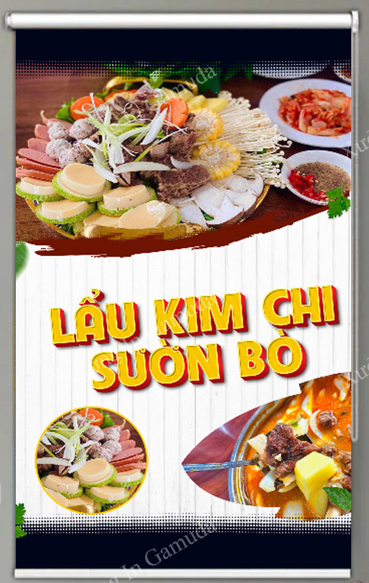 In món ăn lên rèm cuốn in tranh 3D cho quán lẩu
