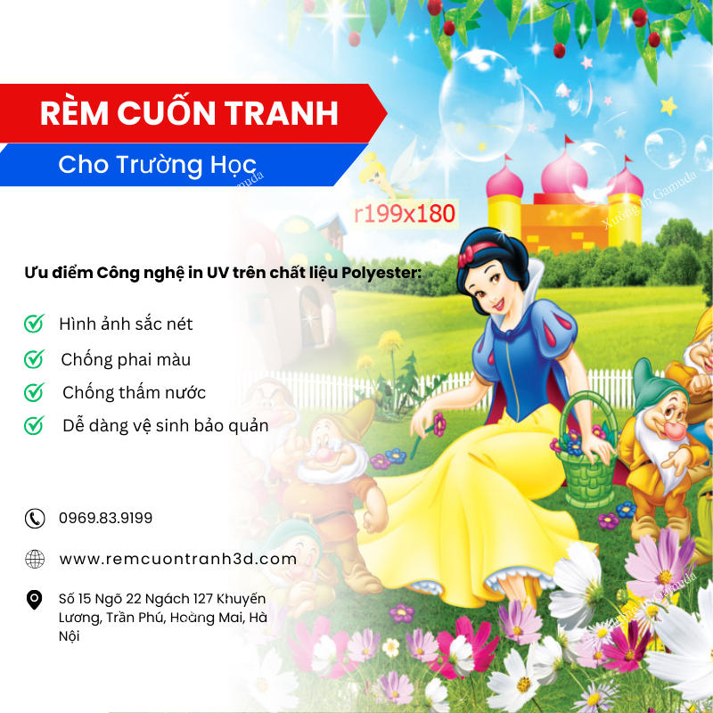 Rèm cuốn tranh in cho trường học