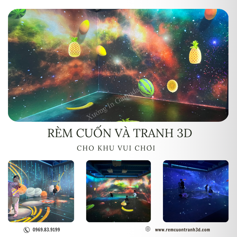 Trang Trí Khu Vui Chơi Cho Bé Bằng Rèm Cuốn Và Tranh Dán Tường 3D Sản Xuất Tại In Gamuda – Tuyển Đại Lý Phân Phối Toàn Quốc