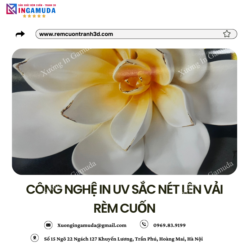 Cận cảnh công nghệ in UV sắc nét lên vải rèm cuốn tại xưởng in Gamuda
