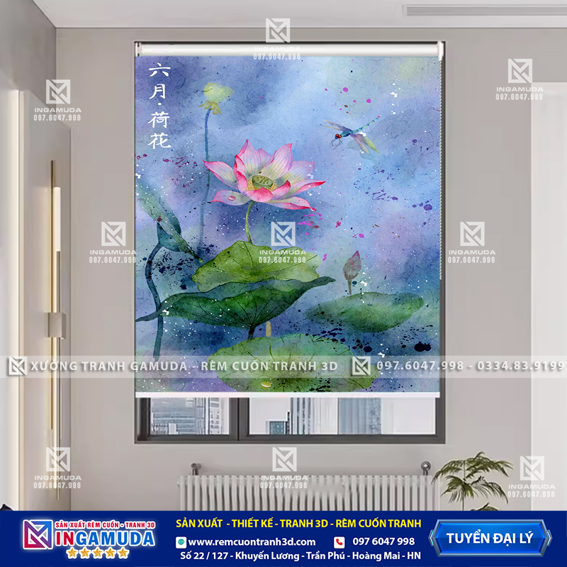 Rèm Cuốn Tranh 3D In Hình Hoa 3D Sang Trọng – Xưởng Rèm Gamda Sản Xuất Giá Tốt Nhất