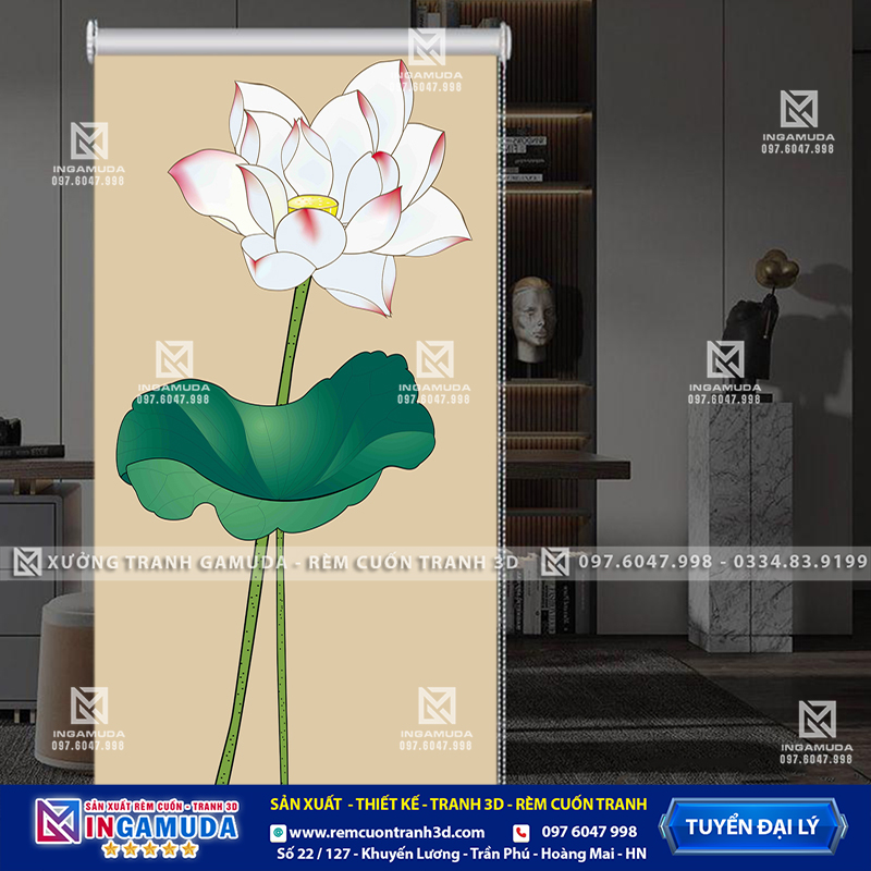 Rèm Cuốn Tranh In Hình Hoa 3D Theo Mọi Yêu Cầu Lên Vải Rèm Cuốn Công Nghệ In Uv Sắc Nét Mẫu Hot Nhất Năm 2024