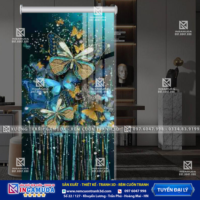 Rèm Cuốn Tranh In Hình Hoa 3D Theo Mọi Yêu Cầu Lên Vải Rèm Cuốn Công Nghệ In Uv Sắc Nét Mẫu Hot Nhất Năm 2024