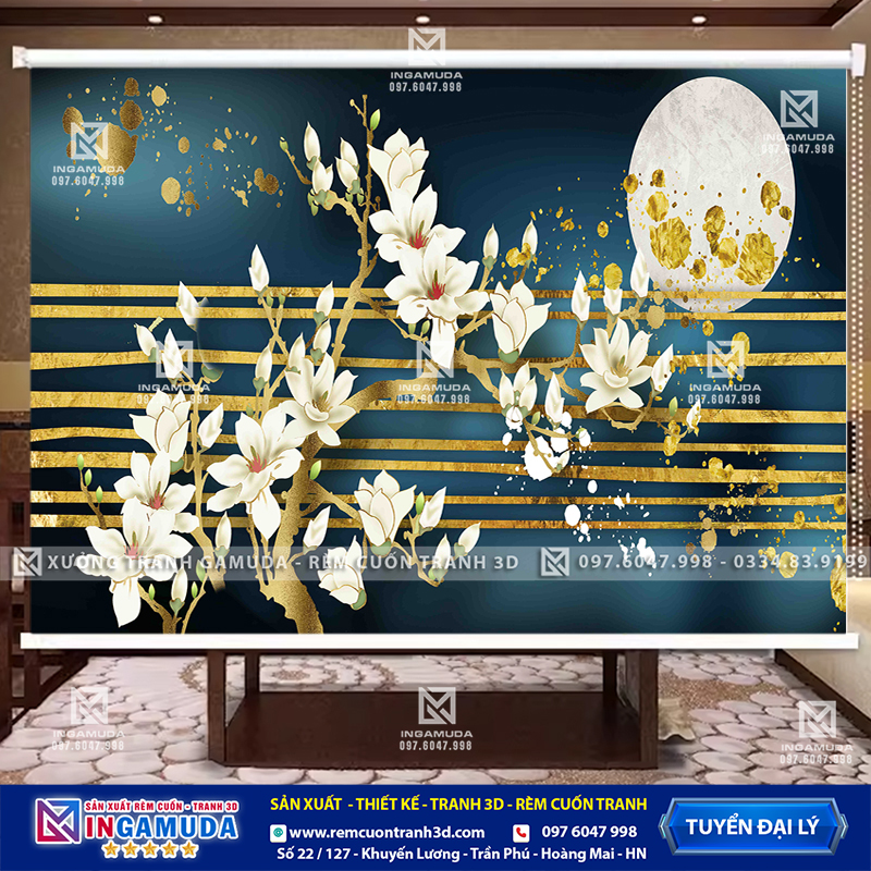 Rèm Cuốn Tranh In Hình Hoa 3D Theo Mọi Yêu Cầu Lên Vải Rèm Cuốn Công Nghệ In Uv Sắc Nét Mẫu Hot Nhất Năm 2024