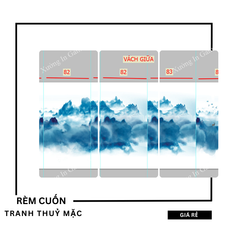 Rèm Cuốn Cho Quán Ăn Phong Cách Trung Quốc Rèm Cuốn Tranh Thủy Mặc – Rèm Cuốn Không Khoan Tại Xưởng In Gamuda Mẫu Mới Nhất 2024