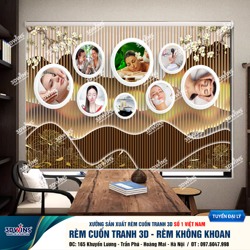 Tổng Hợp +45 Mẫu Rèm Cuốn Không Khoan In Tranh 3D Cho Quán Spa Đông Y Dưỡng Sinh Giá Rẻ Tại Xưởng Rèm 3DWins