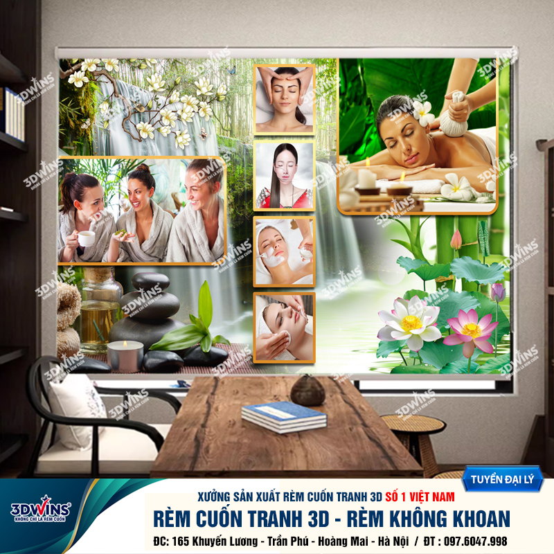 Tổng Hợp +45 Mẫu Rèm Cuốn Không Khoan In Tranh 3D Cho Quán Spa Đông Y Dưỡng Sinh Giá Rẻ Tại Xưởng Rèm 3DWins