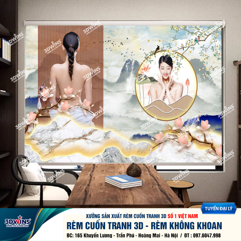 Tổng Hợp +45 Mẫu Rèm Cuốn Không Khoan In Tranh 3D Cho Quán Spa Đông Y Dưỡng Sinh Giá Rẻ Tại Xưởng Rèm 3DWins