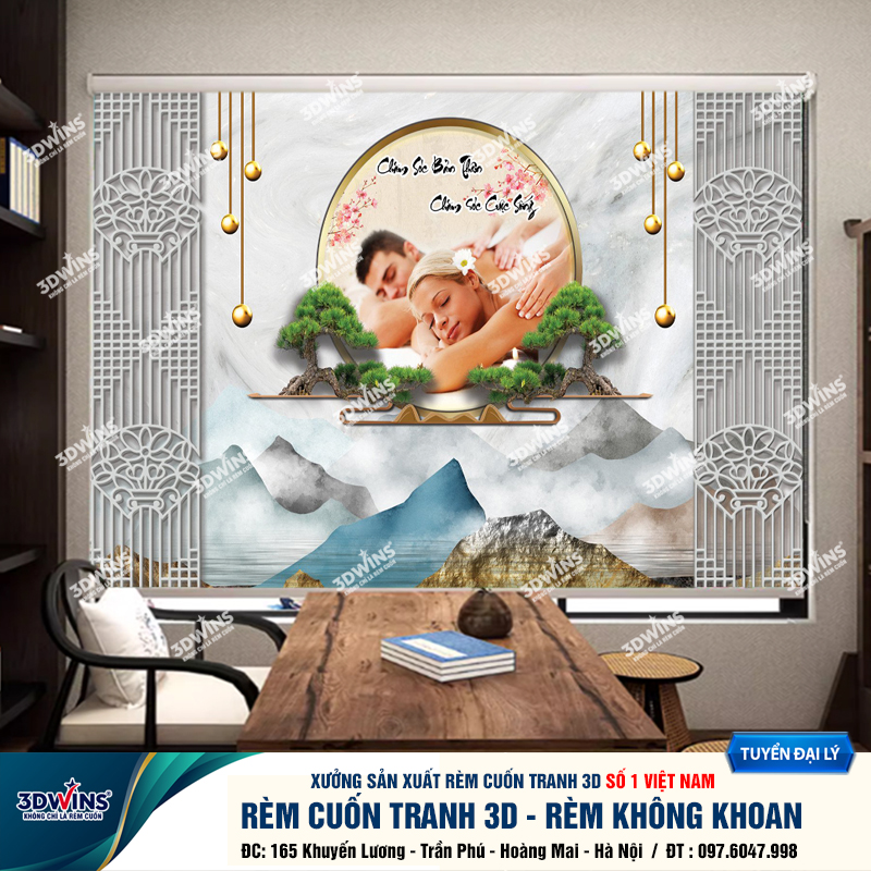 Tổng Hợp +45 Mẫu Rèm Cuốn Không Khoan In Tranh 3D Cho Quán Spa Đông Y Dưỡng Sinh Giá Rẻ Tại Xưởng Rèm 3DWins