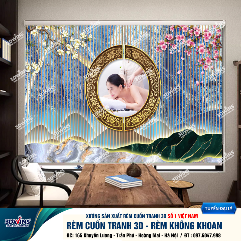 Tổng Hợp +45 Mẫu Rèm Cuốn Không Khoan In Tranh 3D Cho Quán Spa Đông Y Dưỡng Sinh Giá Rẻ Tại Xưởng Rèm 3DWins