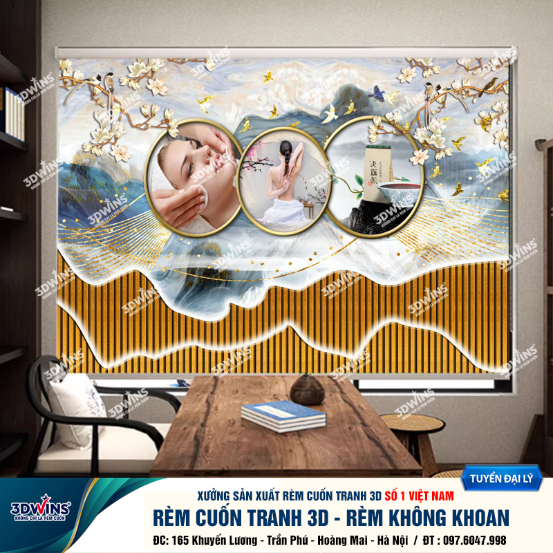 Tổng Hợp +45 Mẫu Rèm Cuốn Không Khoan In Tranh 3D Cho Quán Spa Đông Y Dưỡng Sinh Giá Rẻ Tại Xưởng Rèm 3DWins