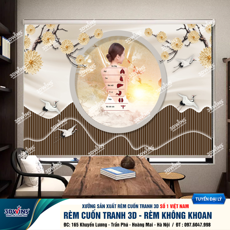Tổng Hợp +45 Mẫu Rèm Cuốn Không Khoan In Tranh 3D Cho Quán Spa Đông Y Dưỡng Sinh Giá Rẻ Tại Xưởng Rèm 3DWins