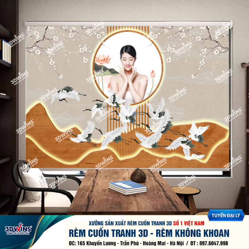 Tổng Hợp +45 Mẫu Rèm Cuốn Không Khoan In Tranh 3D Cho Quán Spa Đông Y Dưỡng Sinh Giá Rẻ Tại Xưởng Rèm 3DWins