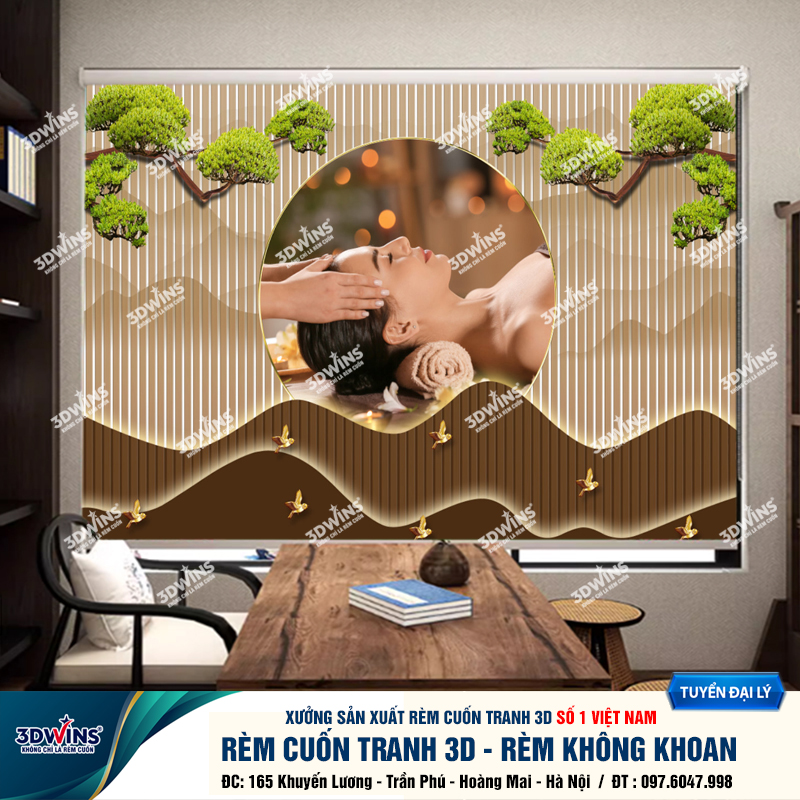 Tổng Hợp +45 Mẫu Rèm Cuốn Không Khoan In Tranh 3D Cho Quán Spa Đông Y Dưỡng Sinh Giá Rẻ Tại Xưởng Rèm 3DWins