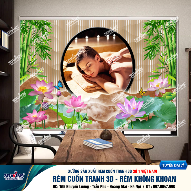 Tổng Hợp +45 Mẫu Rèm Cuốn Không Khoan In Tranh 3D Cho Quán Spa Đông Y Dưỡng Sinh Giá Rẻ Tại Xưởng Rèm 3DWins