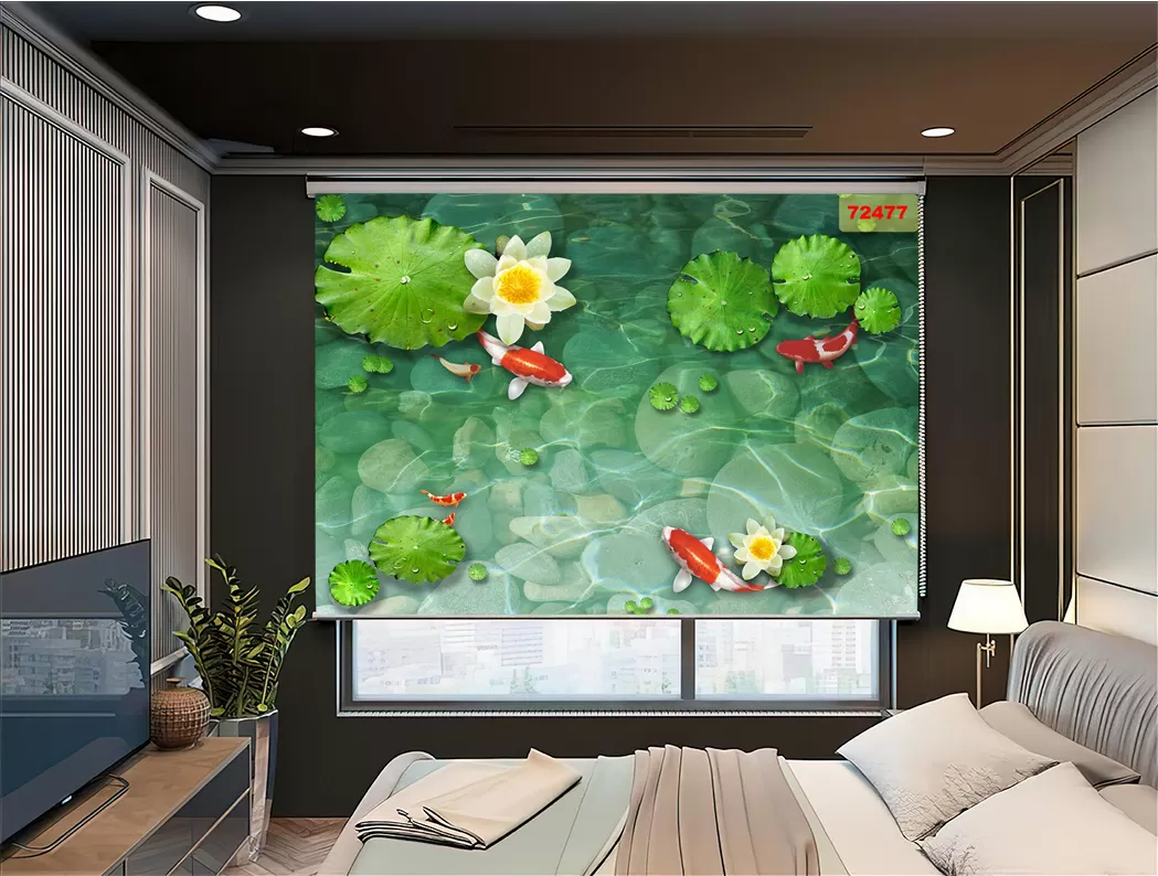 Rèm cuốn tranh in hình cá Koi ý nghĩa của sự thành công và tài lộc