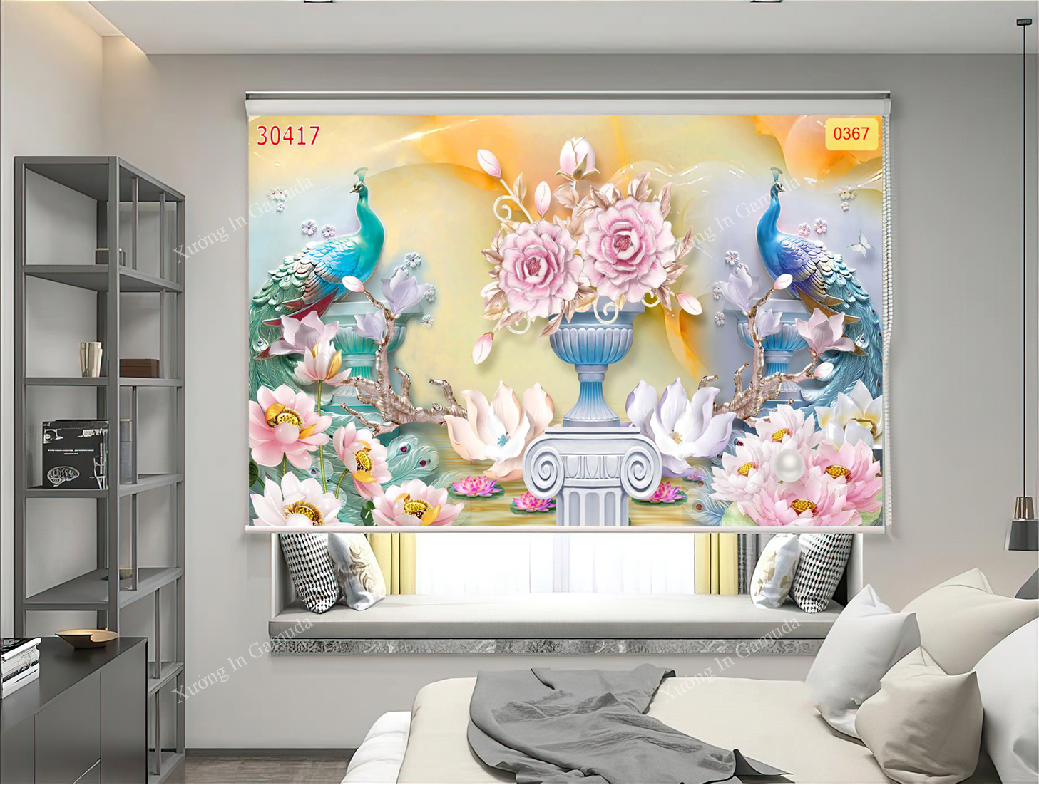 Rèm Cuốn Tranh 3D Công Khổng Tước In Ấn Và Thiết Kế Theo Mọi Yêu Cầu