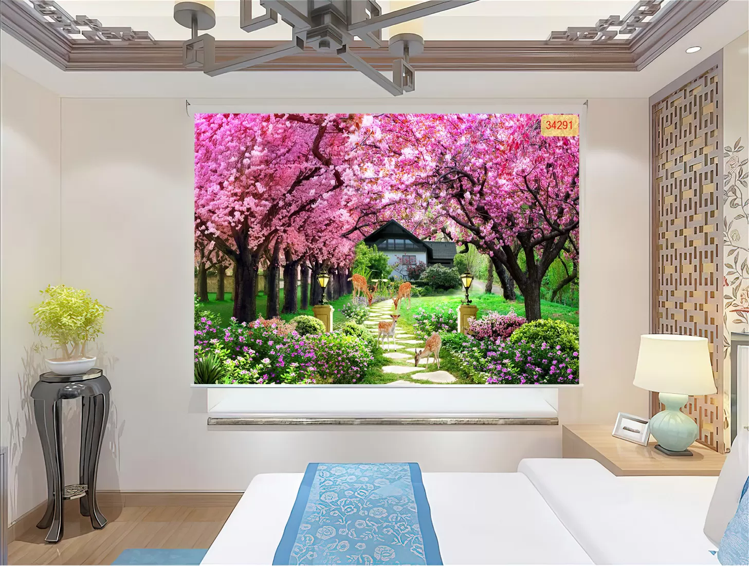 Rèm cuốn con đường hoa tại xưởng in Gamuda giá xưởng