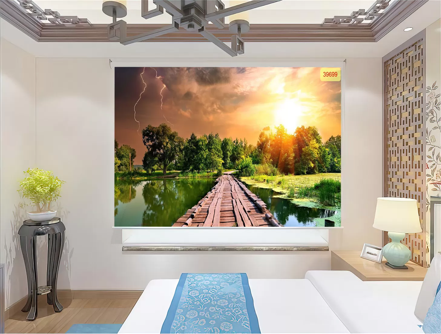 Rèm tranh 3D in hình con đường trên chiều hoàng hôn - In ấn và sản xuất tại xưởng in Gamuda
