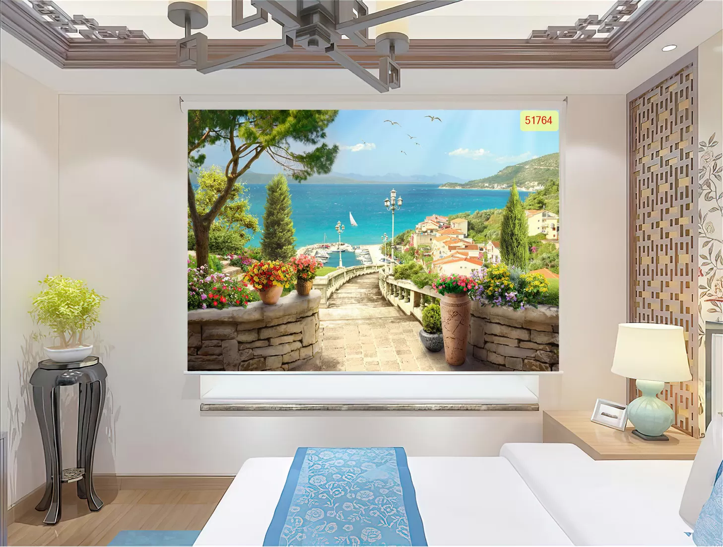 Rèm cuốn in tranh con đường đa dạng mẫu mã kích thước