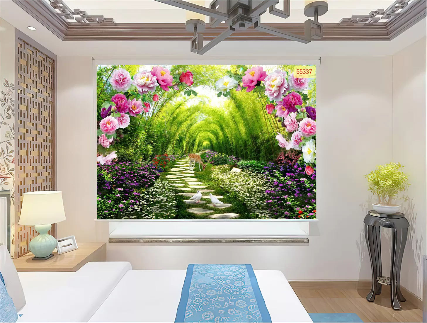 Rèm cuốn in tranh con đường - Rèm cuốn cản sáng cản nhiệt hiệu quả