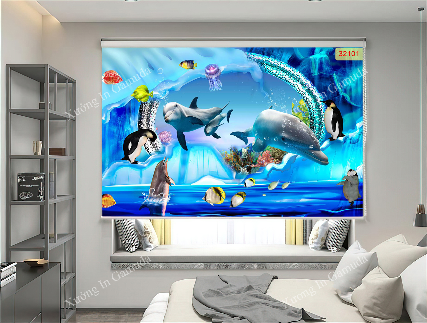Rèm Cuốn Tranh 3D In Hệ Sinh Thái Biển Đa Dạng – Rèm Cản Sáng Cản Nhiệt Xưởng Rèm Gamuda