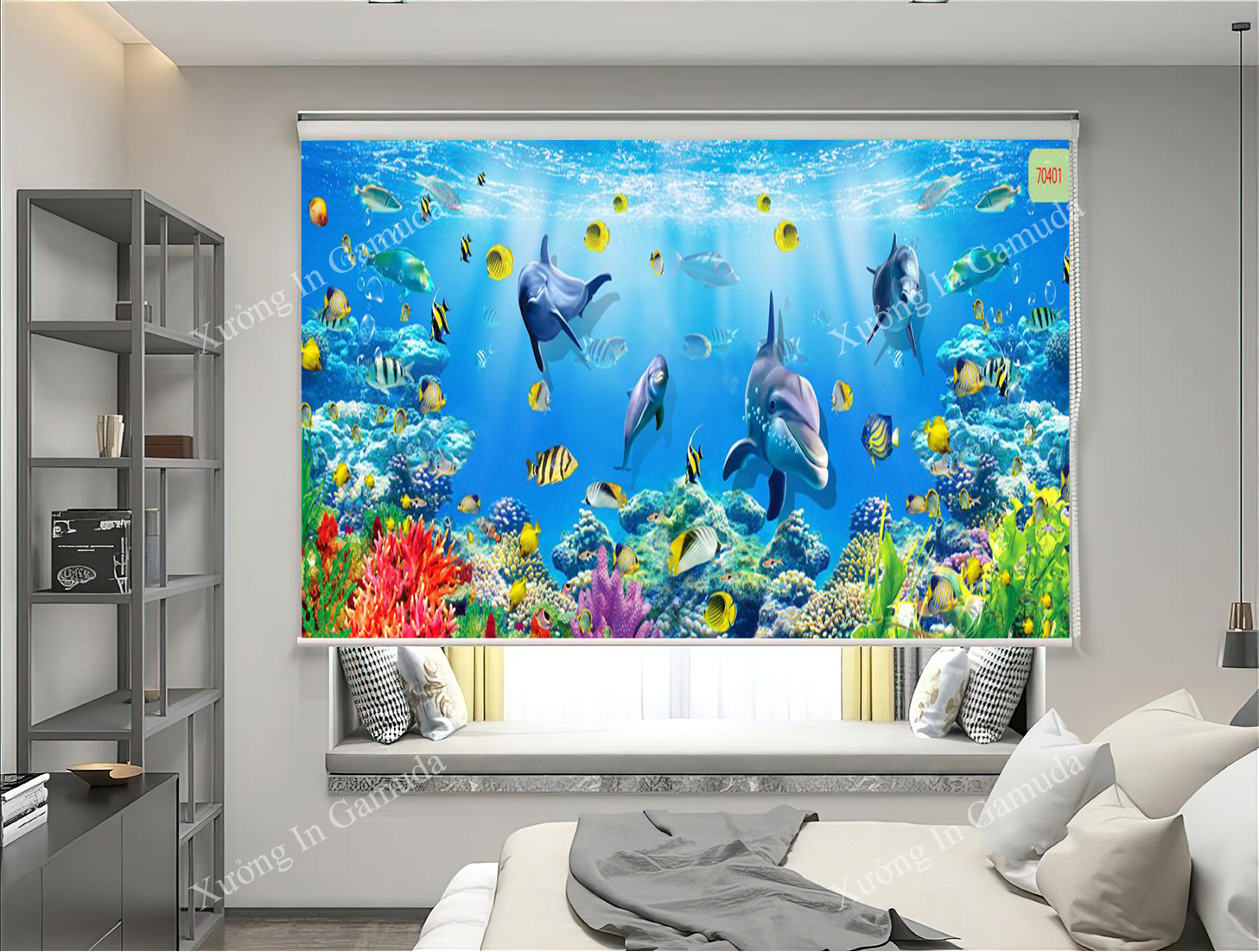 Rèm Cuốn In Tranh 3D In Những Loài Cá Cùng Hệ Sinh Thái Đa Dạng Của Đại Dương
