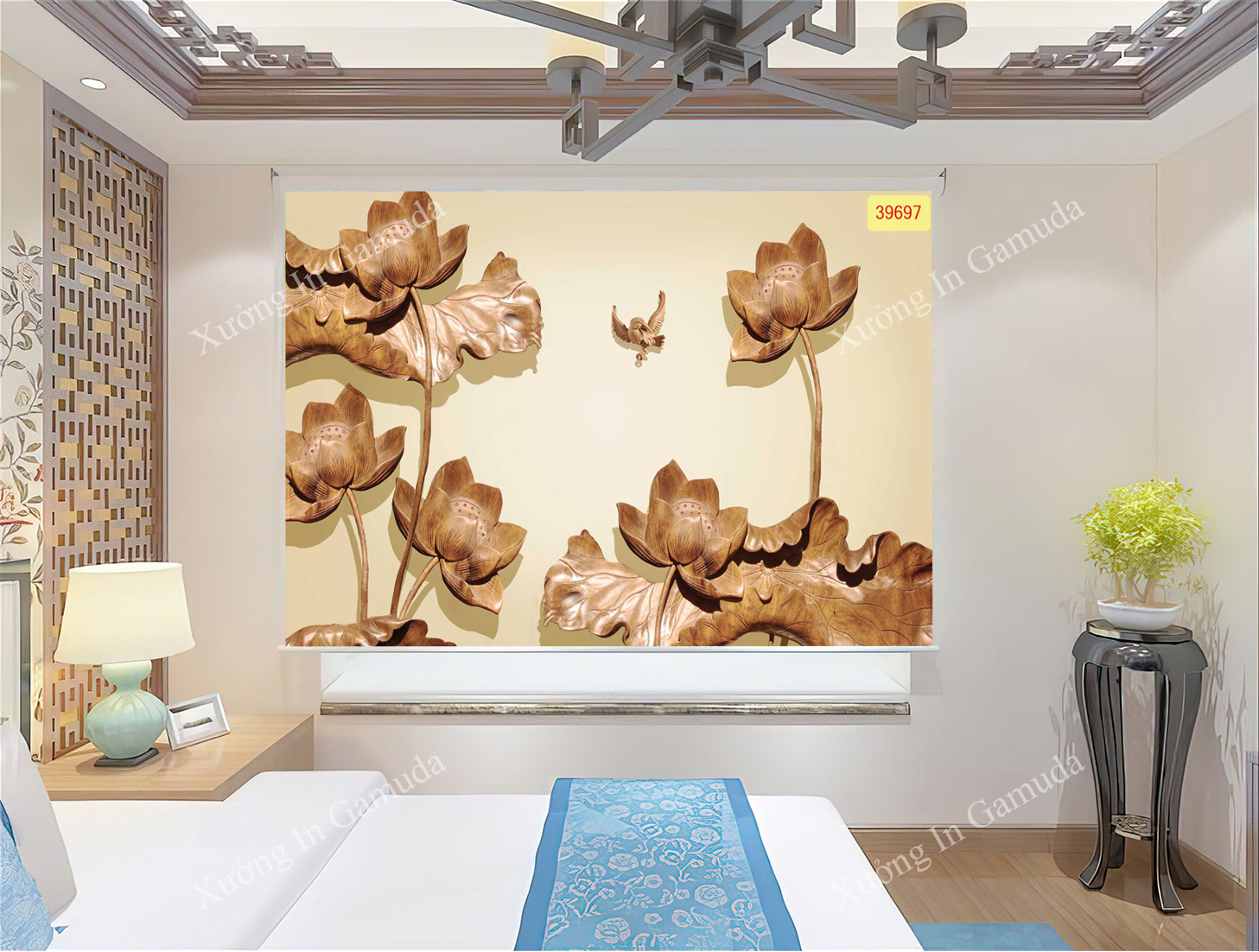 Rèm Cuốn Tranh 3D In Hoa Sen Hồng Gắn Với Vẻ Đẹp Bình Dị, Tinh Thần Kiên Cường