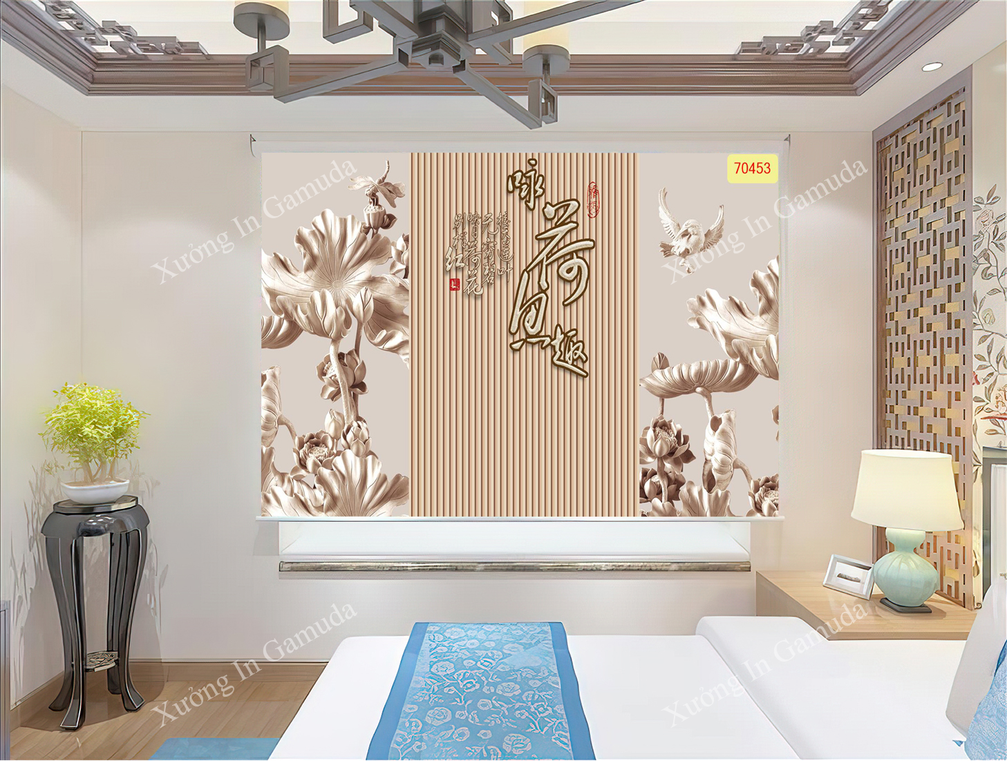 rèm cuốn điêu khắc đẹp nhất tại xưởng in Gamuda