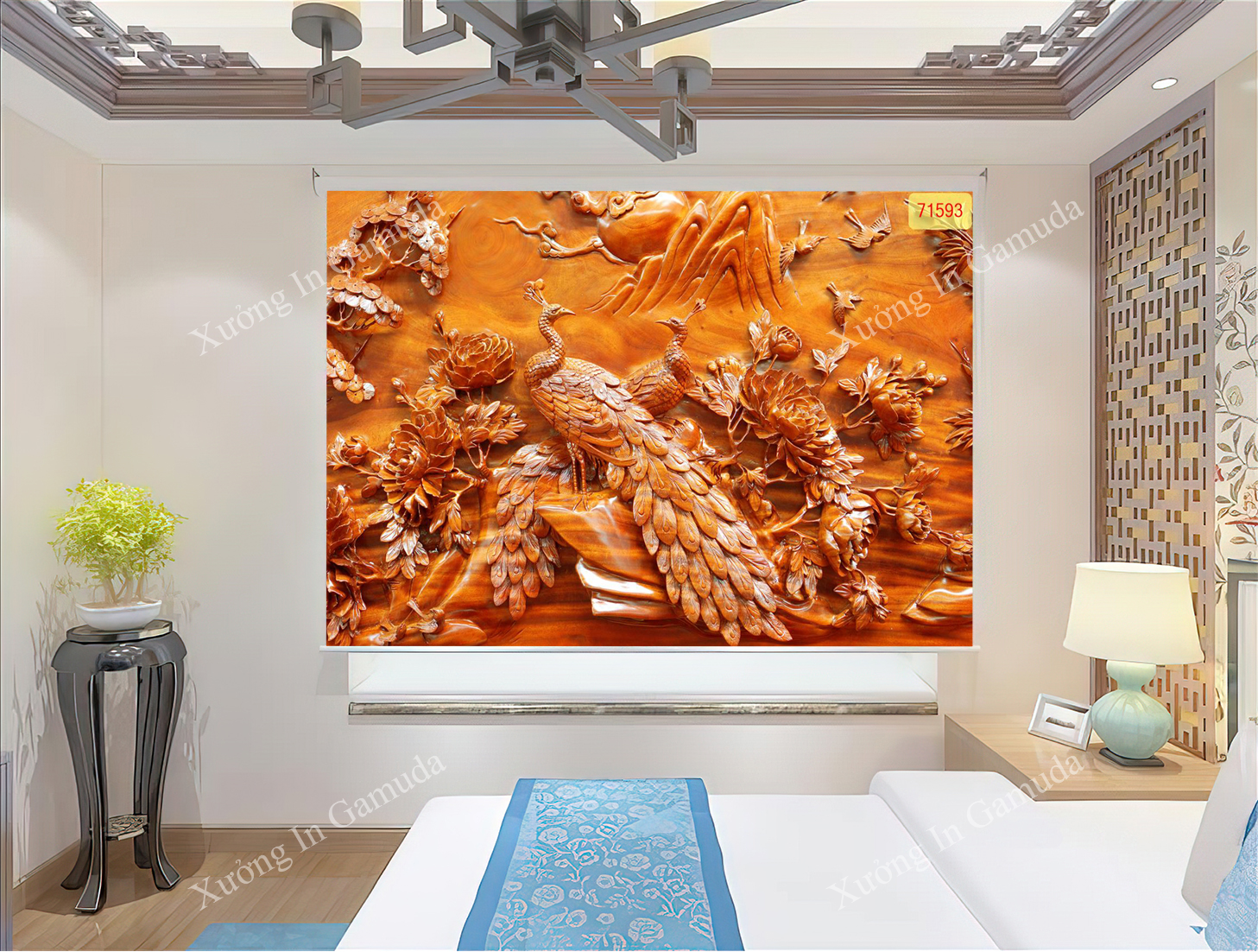 Rèm Cuốn Tranh 3D Công Phượng Với Gam Màu Vàng Đậm Sang Trọng Biểu Tượng Cho Sự May Mắn , Hòa Thuận – Rèm Cuốn Tranh Gía Đại Lý Tốt Nhất Tại Xưởng Rèm Gamuda