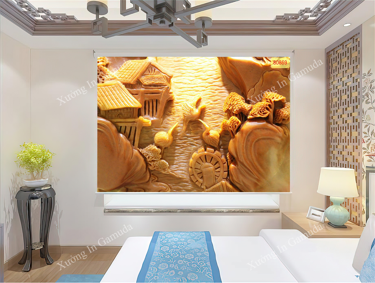Rèm cuốn điêu khắc in ấn và thiết kế theo mọi yêu cầu giá xưởng