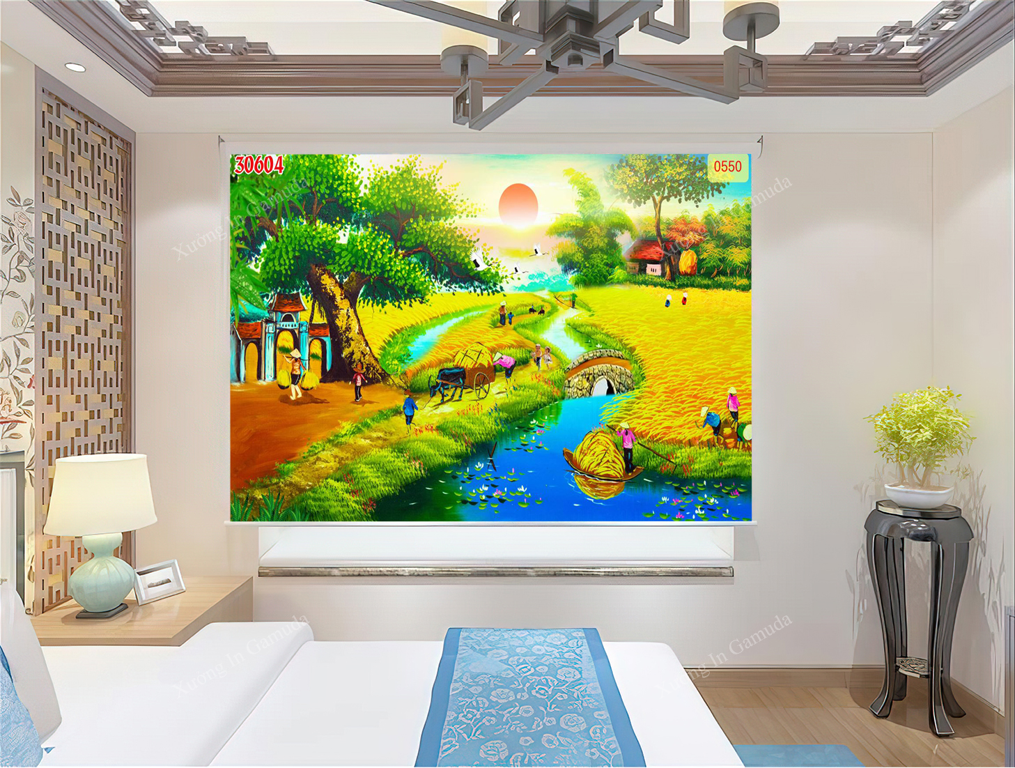  Rèm Cuốn Tranh In 3D Họa Tiết Cây Đa Giếng Nước Sân Đình Đẹp Nhất – Hàng Thiết Kế Tại Xưởng Rèm Gamuda