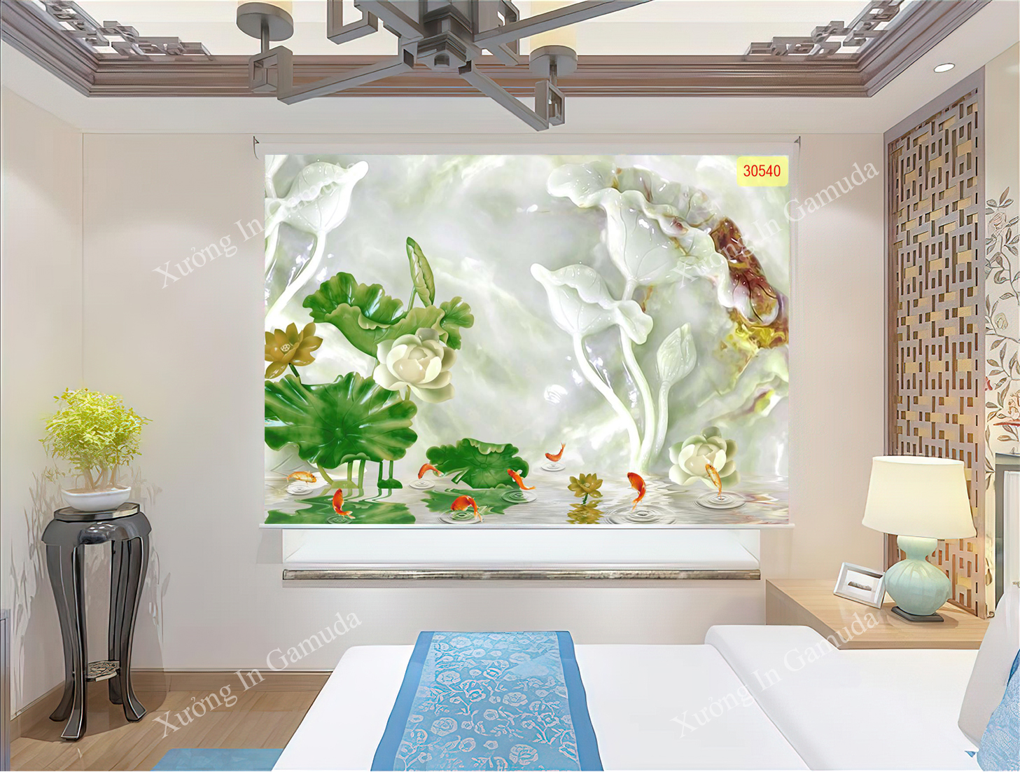 Rèm cuốn tranh giả ngọc in ấn và thiết kế tại xưởng in Gamuda
