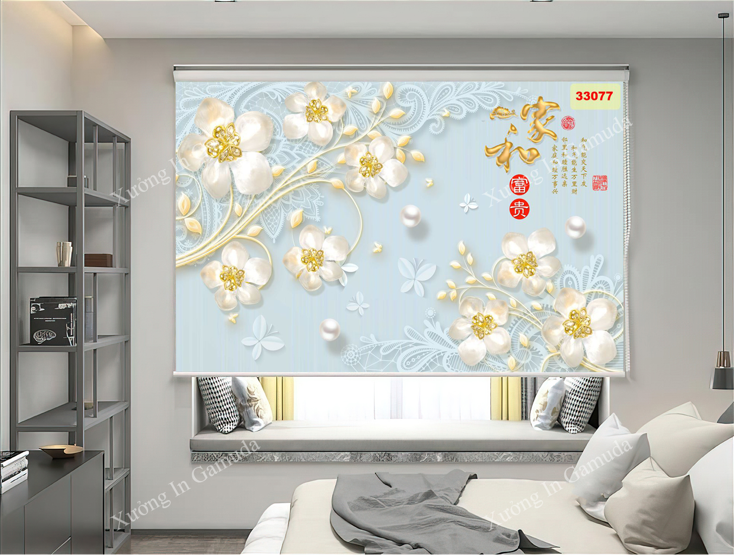 Rèm cuốn in tranh theo chủ đề Hoa tại xưởng in Gamuda