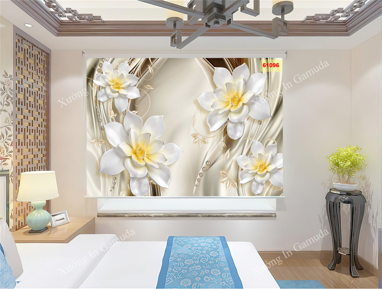 Rèm cuốn hoa 3D trang trí căn phòng thêm tinh tế và sang trọng